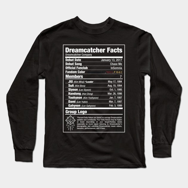 Dreamcatcher Nutritional Facts Long Sleeve T-Shirt by skeletonvenus